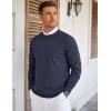 COOFANDY Mens Crew Neck Sweaters Long Sleeve Lightweight Knit Dress Pullover Sweaters(Navy Blue)