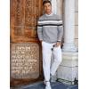 COOFANDY Mens Crew Neck Sweaters Long Sleeve Lightweight Knit Dress Pullover Sweaters(Stripes_light Gray)