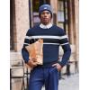 COOFANDY Mens Crew Neck Sweaters Long Sleeve Lightweight Knit Dress Pullover Sweaters(Stripes_navy Blue)