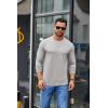COOFANDY Men’s Crew Neck T-Shirt Long Sleeve Casual Pullover Tees Soft Stretch Basic Tee Shirts(Light Grey)