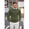 COOFANDY Men’s Crewneck Knit Sweater Slim Fit Lightweight Casual Twist Patterned Cable Knitted Pullover(A-armygreen)