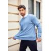COOFANDY Men’s Crewneck Knit Sweater Slim Fit Lightweight Casual Twist Patterned Cable Knitted Pullover(A-blue)