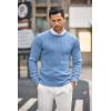 COOFANDY Men’s Crewneck Knit Sweater Slim Fit Lightweight Casual Twist Patterned Cable Knitted Pullover(A-blue)