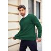 COOFANDY Men’s Crewneck Knit Sweater Slim Fit Lightweight Casual Twist Patterned Cable Knitted Pullover(A-dark Green)