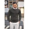 COOFANDY Men’s Crewneck Knit Sweater Slim Fit Lightweight Casual Twist Patterned Cable Knitted Pullover(A-dark Grey)