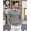 COOFANDY Men’s Crewneck Knit Sweater Slim Fit Lightweight Casual Twist Patterned Cable Knitted Pullover(A-grey)