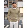 COOFANDY Men’s Crewneck Knit Sweater Slim Fit Lightweight Casual Twist Patterned Cable Knitted Pullover(A-khaki)