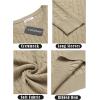 COOFANDY Men’s Crewneck Knit Sweater Slim Fit Lightweight Casual Twist Patterned Cable Knitted Pullover(A-khaki)