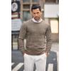 COOFANDY Men’s Crewneck Knit Sweater Slim Fit Lightweight Casual Twist Patterned Cable Knitted Pullover(A-white/Brown (Two-tone Colors))