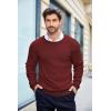 COOFANDY Men’s Crewneck Knit Sweater Slim Fit Lightweight Casual Twist Patterned Cable Knitted Pullover(A-wine Red)