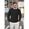 COOFANDY Men’s Crewneck Knit Sweater Slim Fit Lightweight Casual Twist Patterned Cable Knitted Pullover(B-black)