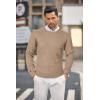 COOFANDY Men’s Crewneck Knit Sweater Slim Fit Lightweight Casual Twist Patterned Cable Knitted Pullover(B-dark Khaki)