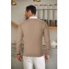 COOFANDY Men’s Crewneck Knit Sweater Slim Fit Lightweight Casual Twist Patterned Cable Knitted Pullover(B-dark Khaki)