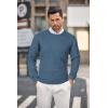 COOFANDY Men’s Crewneck Knit Sweater Slim Fit Lightweight Casual Twist Patterned Cable Knitted Pullover(B-denim Blue)
