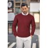 COOFANDY Men’s Crewneck Knit Sweater Slim Fit Lightweight Casual Twist Patterned Cable Knitted Pullover(B-wine Red)