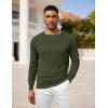 COOFANDY Mens Crewneck Pullover Sweaters Business Casual Long Sleeve Slim Fit Sweater Chunky Cable Knit Sweater(Army Green)