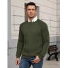 COOFANDY Mens Crewneck Pullover Sweaters Business Casual Long Sleeve Slim Fit Sweater Chunky Cable Knit Sweater(Army Green)