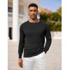 COOFANDY Mens Crewneck Pullover Sweaters Business Casual Long Sleeve Slim Fit Sweater Chunky Cable Knit Sweater(Black)
