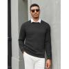 COOFANDY Mens Crewneck Pullover Sweaters Business Casual Long Sleeve Slim Fit Sweater Chunky Cable Knit Sweater(Black-narrow Ribs)
