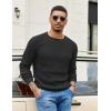 COOFANDY Mens Crewneck Pullover Sweaters Business Casual Long Sleeve Slim Fit Sweater Chunky Cable Knit Sweater(Black-narrow Ribs)