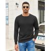COOFANDY Mens Crewneck Pullover Sweaters Business Casual Long Sleeve Slim Fit Sweater Chunky Cable Knit Sweater(Black-narrow Ribs)