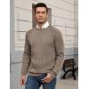 COOFANDY Mens Crewneck Pullover Sweaters Business Casual Long Sleeve Slim Fit Sweater Chunky Cable Knit Sweater(Brown)