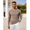 COOFANDY Mens Crewneck Pullover Sweaters Business Casual Long Sleeve Slim Fit Sweater Chunky Cable Knit Sweater(Brown)