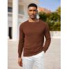 COOFANDY Mens Crewneck Pullover Sweaters Business Casual Long Sleeve Slim Fit Sweater Chunky Cable Knit Sweater(Caramel)