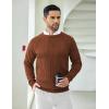 COOFANDY Mens Crewneck Pullover Sweaters Business Casual Long Sleeve Slim Fit Sweater Chunky Cable Knit Sweater(Caramel)
