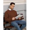 COOFANDY Mens Crewneck Pullover Sweaters Business Casual Long Sleeve Slim Fit Sweater Chunky Cable Knit Sweater(Caramel)