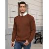 COOFANDY Mens Crewneck Pullover Sweaters Business Casual Long Sleeve Slim Fit Sweater Chunky Cable Knit Sweater(Caramel)