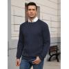 COOFANDY Mens Crewneck Pullover Sweaters Business Casual Long Sleeve Slim Fit Sweater Chunky Cable Knit Sweater(Dark Blue)