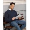 COOFANDY Mens Crewneck Pullover Sweaters Business Casual Long Sleeve Slim Fit Sweater Chunky Cable Knit Sweater(Dark Blue)