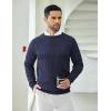 COOFANDY Mens Crewneck Pullover Sweaters Business Casual Long Sleeve Slim Fit Sweater Chunky Cable Knit Sweater(Dark Blue)