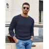 COOFANDY Mens Crewneck Pullover Sweaters Business Casual Long Sleeve Slim Fit Sweater Chunky Cable Knit Sweater(Dark Blue-narrow Ribs)