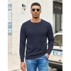 COOFANDY Mens Crewneck Pullover Sweaters Business Casual Long Sleeve Slim Fit Sweater Chunky Cable Knit Sweater(Dark Blue-narrow Ribs)