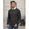 COOFANDY Mens Crewneck Pullover Sweaters Business Casual Long Sleeve Slim Fit Sweater Chunky Cable Knit Sweater(Dark Gray)