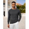 COOFANDY Mens Crewneck Pullover Sweaters Business Casual Long Sleeve Slim Fit Sweater Chunky Cable Knit Sweater(Dark Gray)
