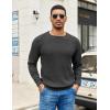 COOFANDY Mens Crewneck Pullover Sweaters Business Casual Long Sleeve Slim Fit Sweater Chunky Cable Knit Sweater(Dark Gray-narrow Ribs)