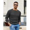COOFANDY Mens Crewneck Pullover Sweaters Business Casual Long Sleeve Slim Fit Sweater Chunky Cable Knit Sweater(Dark Gray-narrow Ribs)