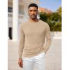 COOFANDY Mens Crewneck Pullover Sweaters Business Casual Long Sleeve Slim Fit Sweater Chunky Cable Knit Sweater(Khaki)