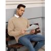 COOFANDY Mens Crewneck Pullover Sweaters Business Casual Long Sleeve Slim Fit Sweater Chunky Cable Knit Sweater(Khaki)