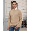 COOFANDY Mens Crewneck Pullover Sweaters Business Casual Long Sleeve Slim Fit Sweater Chunky Cable Knit Sweater(Khaki)