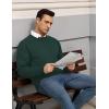 COOFANDY Mens Crewneck Pullover Sweaters Business Casual Long Sleeve Slim Fit Sweater Chunky Cable Knit Sweater(Lake Green)