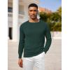 COOFANDY Mens Crewneck Pullover Sweaters Business Casual Long Sleeve Slim Fit Sweater Chunky Cable Knit Sweater(Lake Green)