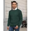 COOFANDY Mens Crewneck Pullover Sweaters Business Casual Long Sleeve Slim Fit Sweater Chunky Cable Knit Sweater(Lake Green)