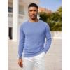 COOFANDY Mens Crewneck Pullover Sweaters Business Casual Long Sleeve Slim Fit Sweater Chunky Cable Knit Sweater(Light Blue)