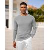 COOFANDY Mens Crewneck Pullover Sweaters Business Casual Long Sleeve Slim Fit Sweater Chunky Cable Knit Sweater(Light Gray)