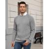 COOFANDY Mens Crewneck Pullover Sweaters Business Casual Long Sleeve Slim Fit Sweater Chunky Cable Knit Sweater(Light Gray)