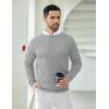 COOFANDY Mens Crewneck Pullover Sweaters Business Casual Long Sleeve Slim Fit Sweater Chunky Cable Knit Sweater(Light Gray)